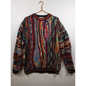 Coogi Sweater Mens XXL 2XL Light Multicolor 3D Knit Cotton Vintage 90s Australia